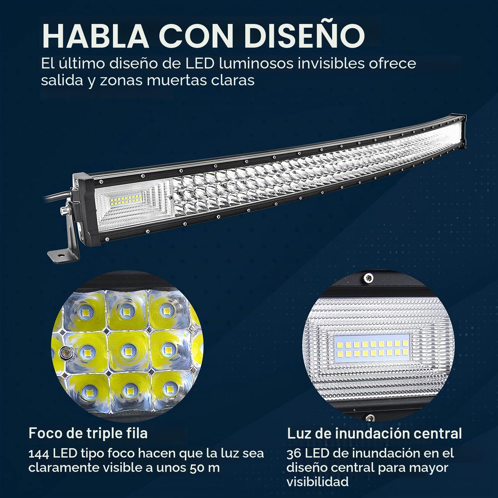 SKYWORLD 42 pulgadas 105 cm 540W Curvada Barra de luz led con 12V Arnés de Cableado, Largo alcance Barras Luminosas led impermeable para 4x4 Coche Off Road Camión Tractor SUV Todoterreno