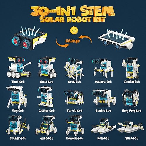Miniatura 3 de Wesfuner Kit de robot solar STEM 30 en 1, 243 piezas, kit educativo de experimentos de ciencia de construcción para niños de 8 a 12 años, regalos de