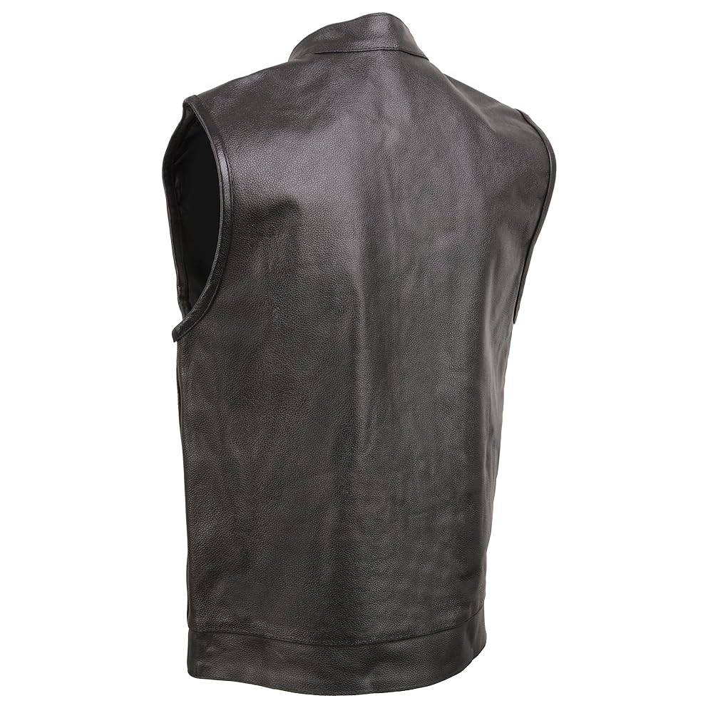 EVENT LEATHER Men's Leather Motorcycle Vest Zipper & Snap