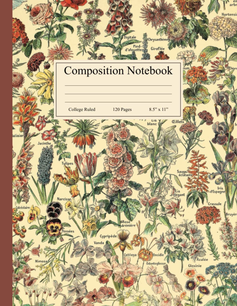 Composition Notebook: Floral Illustration. Vintage Botanical ...