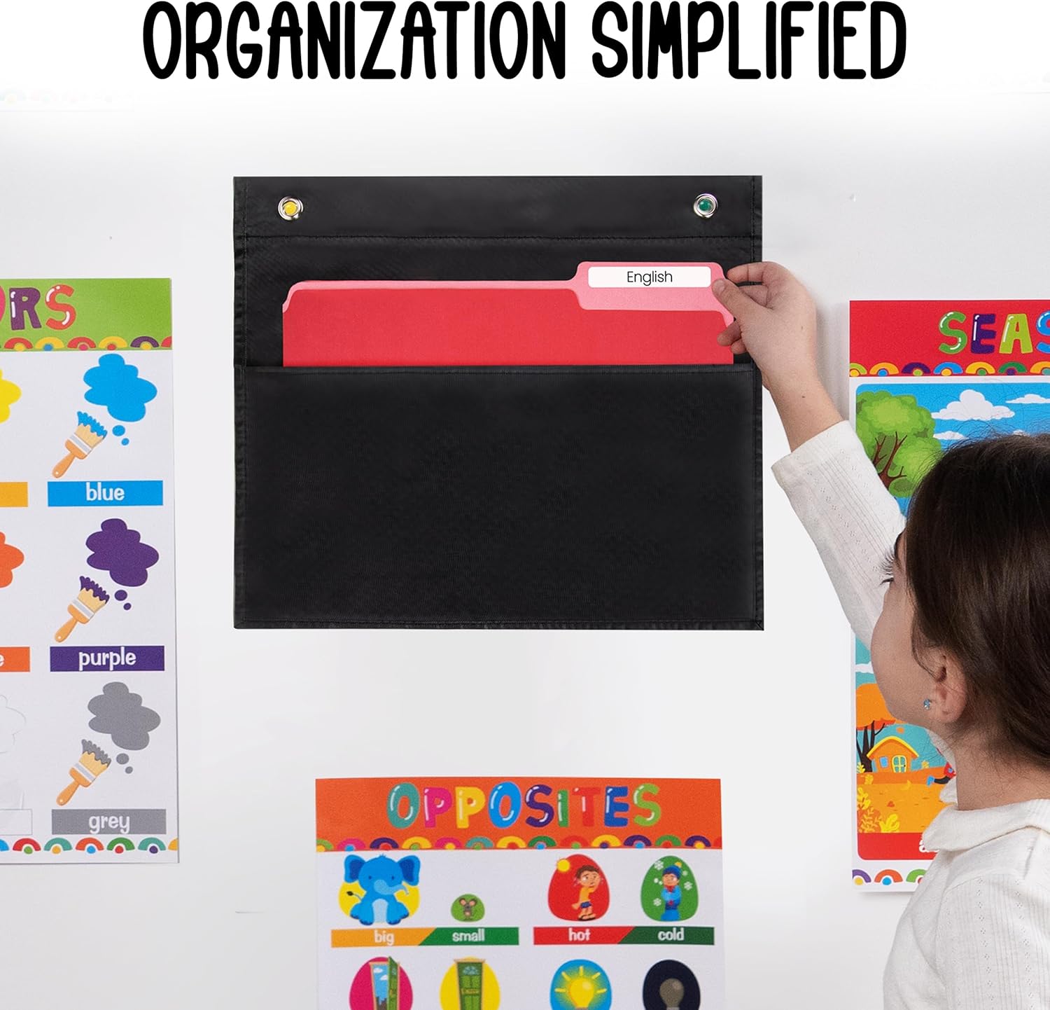 Essex Wares - 1 Pocket File Folder Pocket Chart, Black, 14" W x 12" T image 4