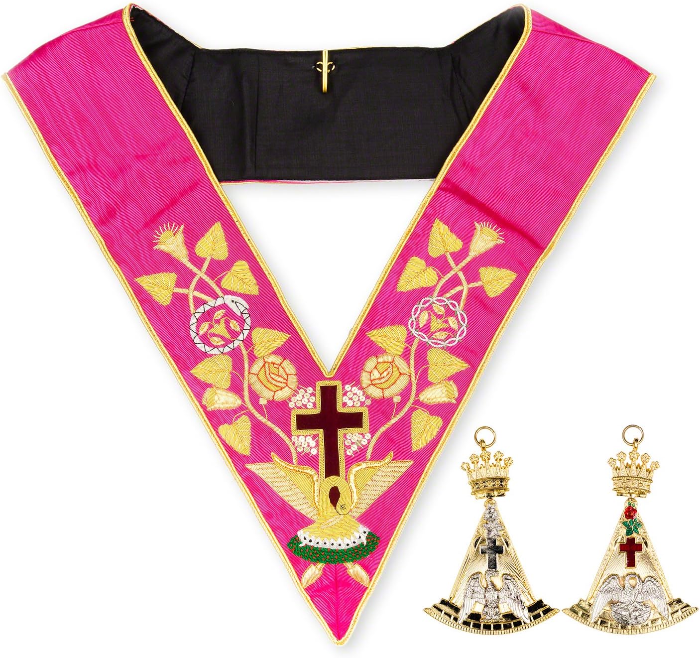 THE MASONIC COLLECTION - Rose Croix 18th Degree Collar & Jewel - with Pink Colour and Moire Effect - Freemason Gifts for Men