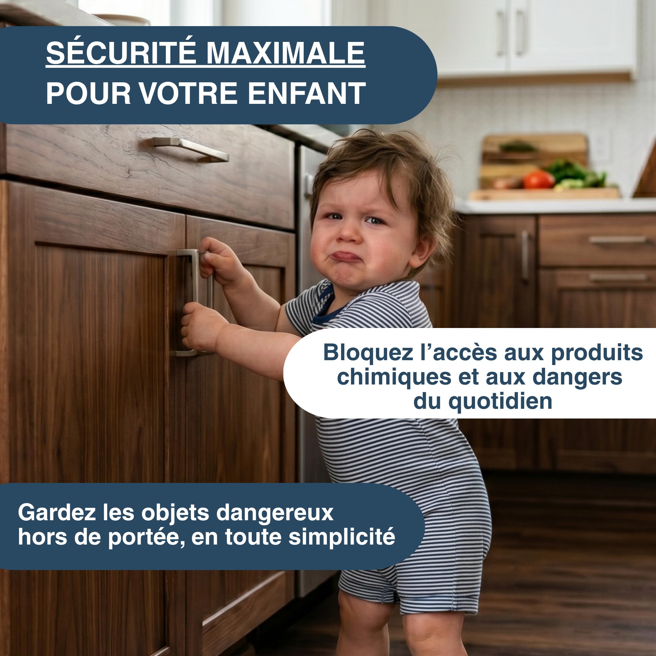 Serrure Magnétique Invisible pour Sécurité Enfant et Bébé – 10 Verrous & 2 Clés – Protection pour Placards, Portes & Tiroirs – Blocage Avec Ou Sans Perçage
