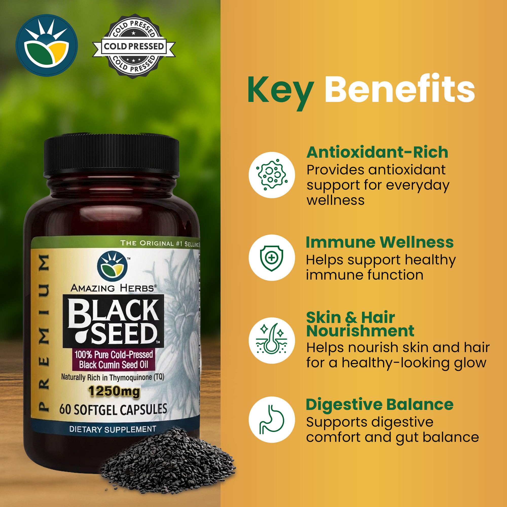 Amazing Herbs Premium Black Seed Oil - 90 Count Softgels, 500mg — Amazon image 3