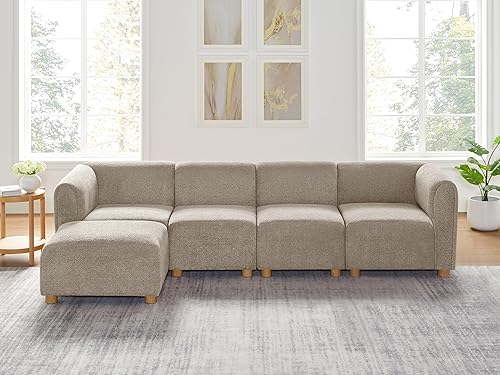 VANOMi Sofá modular de gran tamaño, sofás seccionales en forma de L para sala de estar, sofá modular de 5 asientos con tumbonas reversibles, color