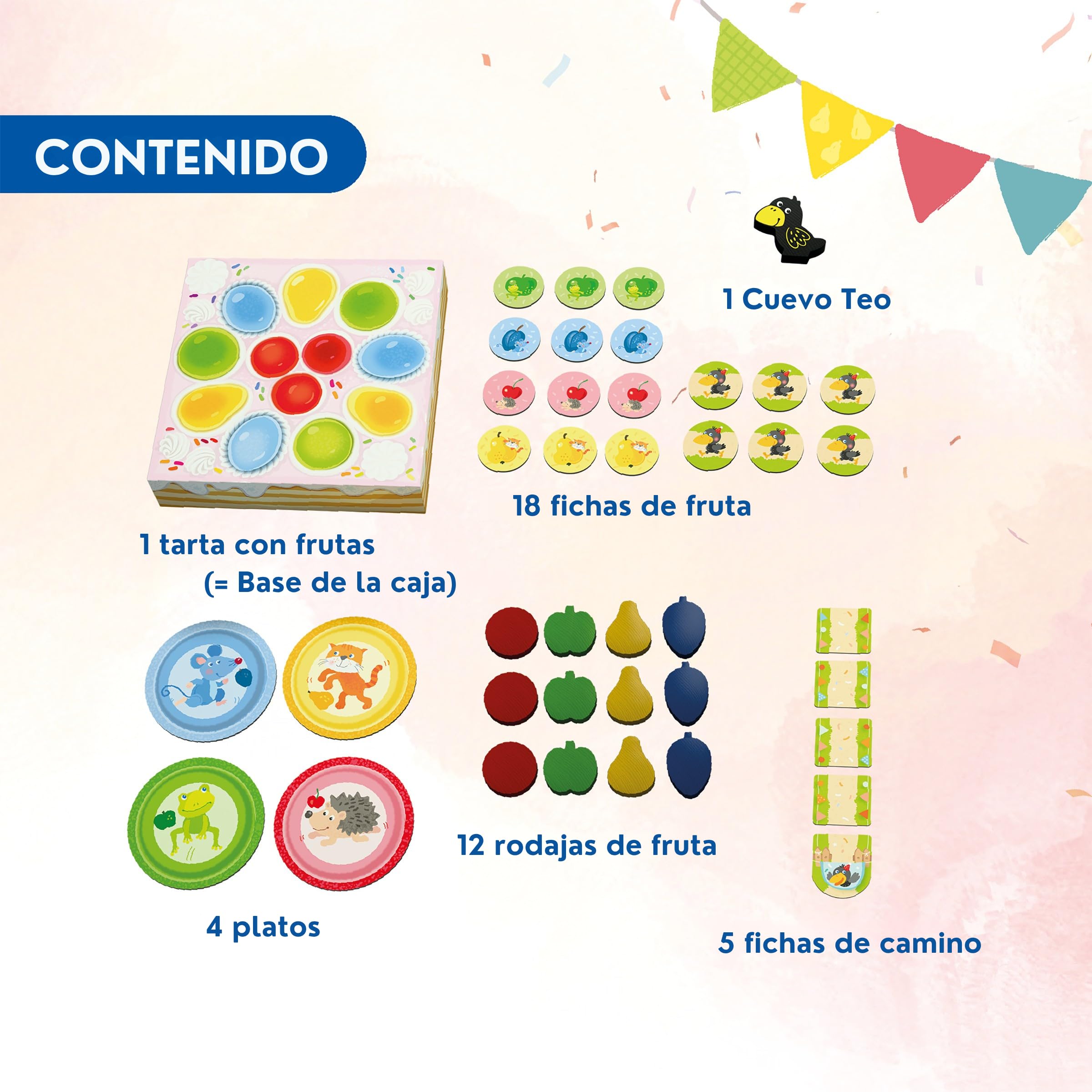 HABA 2013166004 - Mis Primeros Juegos La Tarta de Teo, Juego Infantil de Mesa cooperativo de Movimiento. Más 2 años