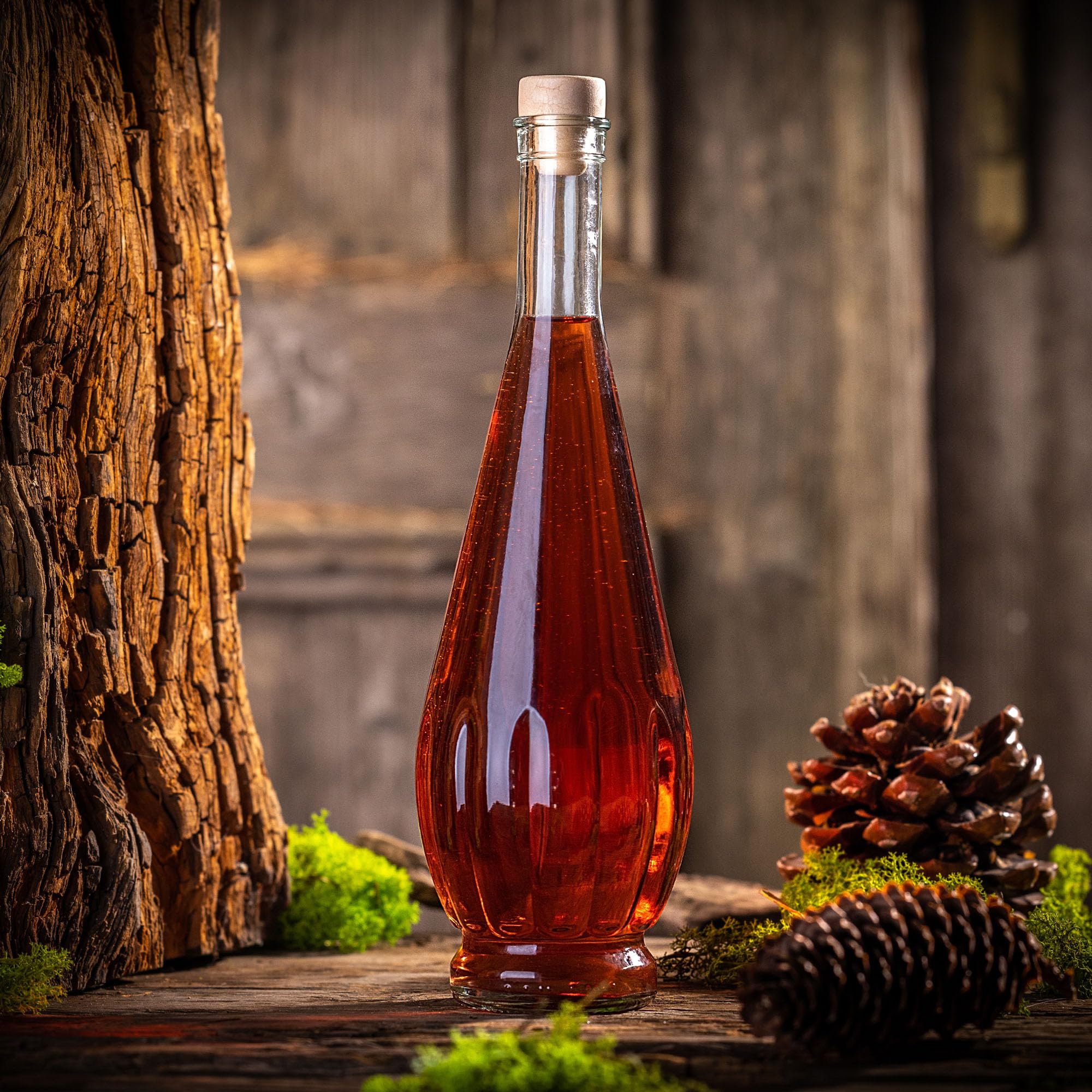 Lot de 5 bouteilles en verre 750 ml avec bouchon liège pour alcool vino