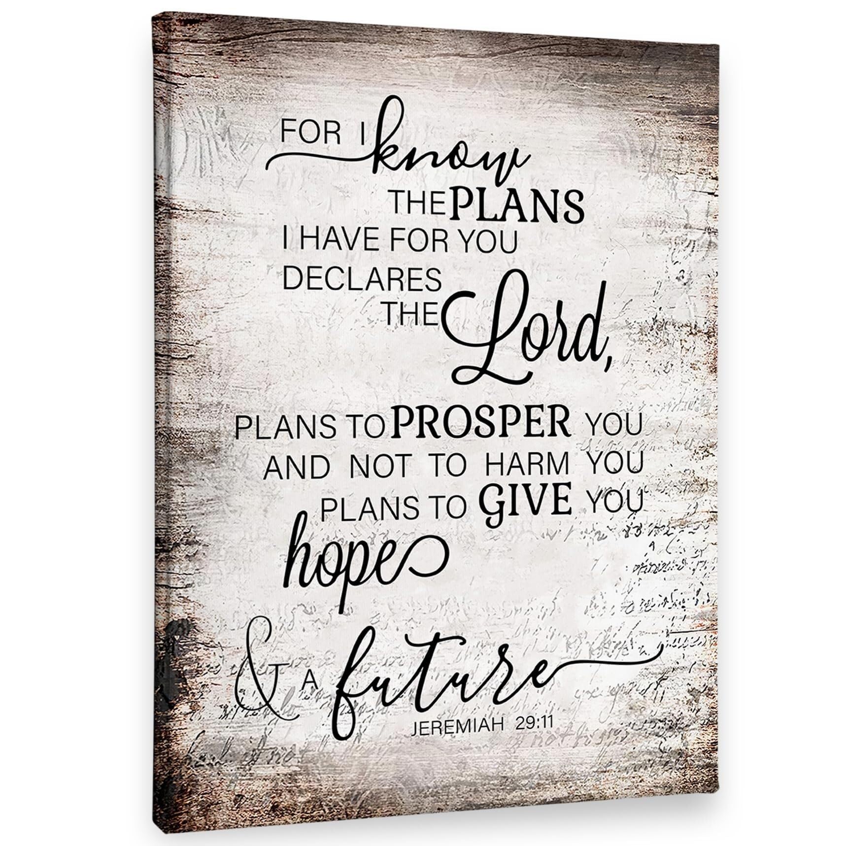 SSOPTMCB Christian Wall-Art - Jeremiah 29:11 Full Verse Print, God Has Plans to Prosper You, Faith Based Decor for Bedroom & Office(Framed,08x12inch(20x30cm))