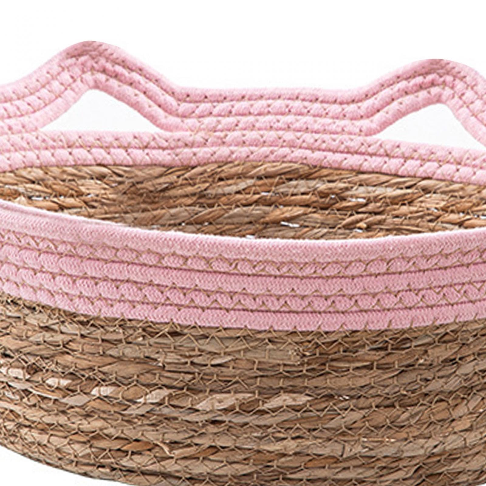 perfk Panier de Lit pour Chat Tissé à La Main, Tapis à Gratter pour Chat, Tapis D'été Rafraîchissant pour Chien, Panier à Chaton Durable, Paniers à Gratter, Rose M