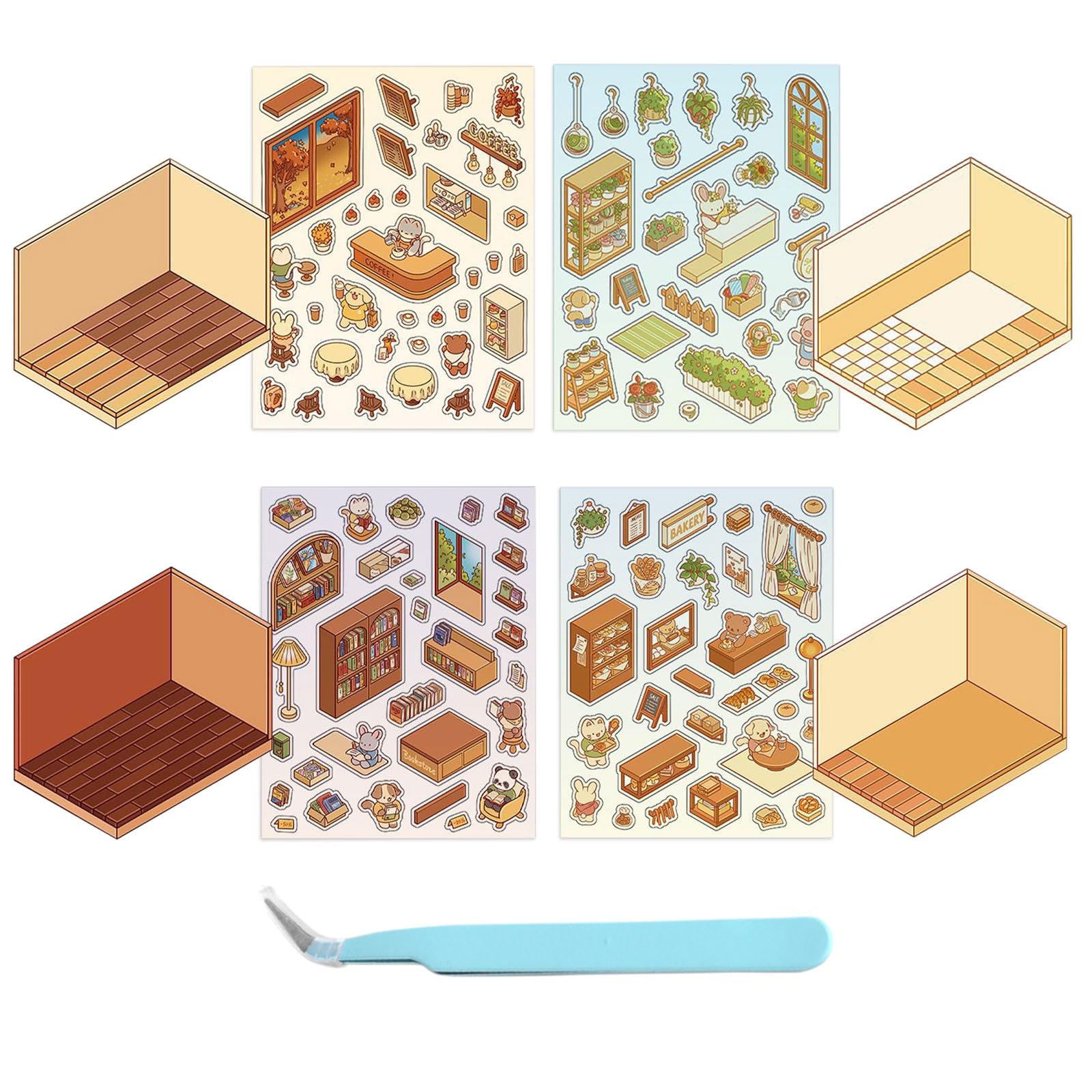 KAIYAYA 2 Sets De Pegatinas 3D DIY – Escenas De Anime Para Decorar, Terapia Creativa Con Pinzas, Regalo Niños Y Adultos