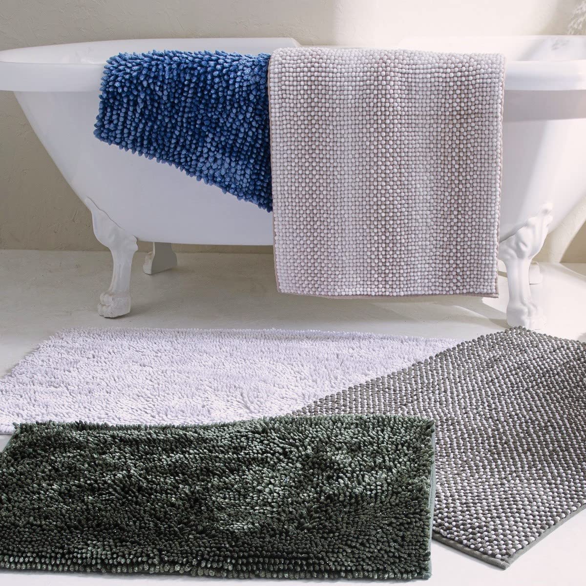 Tapis de Bain déco Fil doré en Polyester Kaki 60x120cm