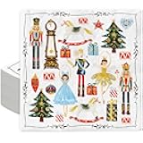 AnyDesign 80Pcs Christmas Cocktail Napkins Watercolor Nutcracker Disposable Paper Napkins Beverage Napkins for Xmas Party Tableware Supplies