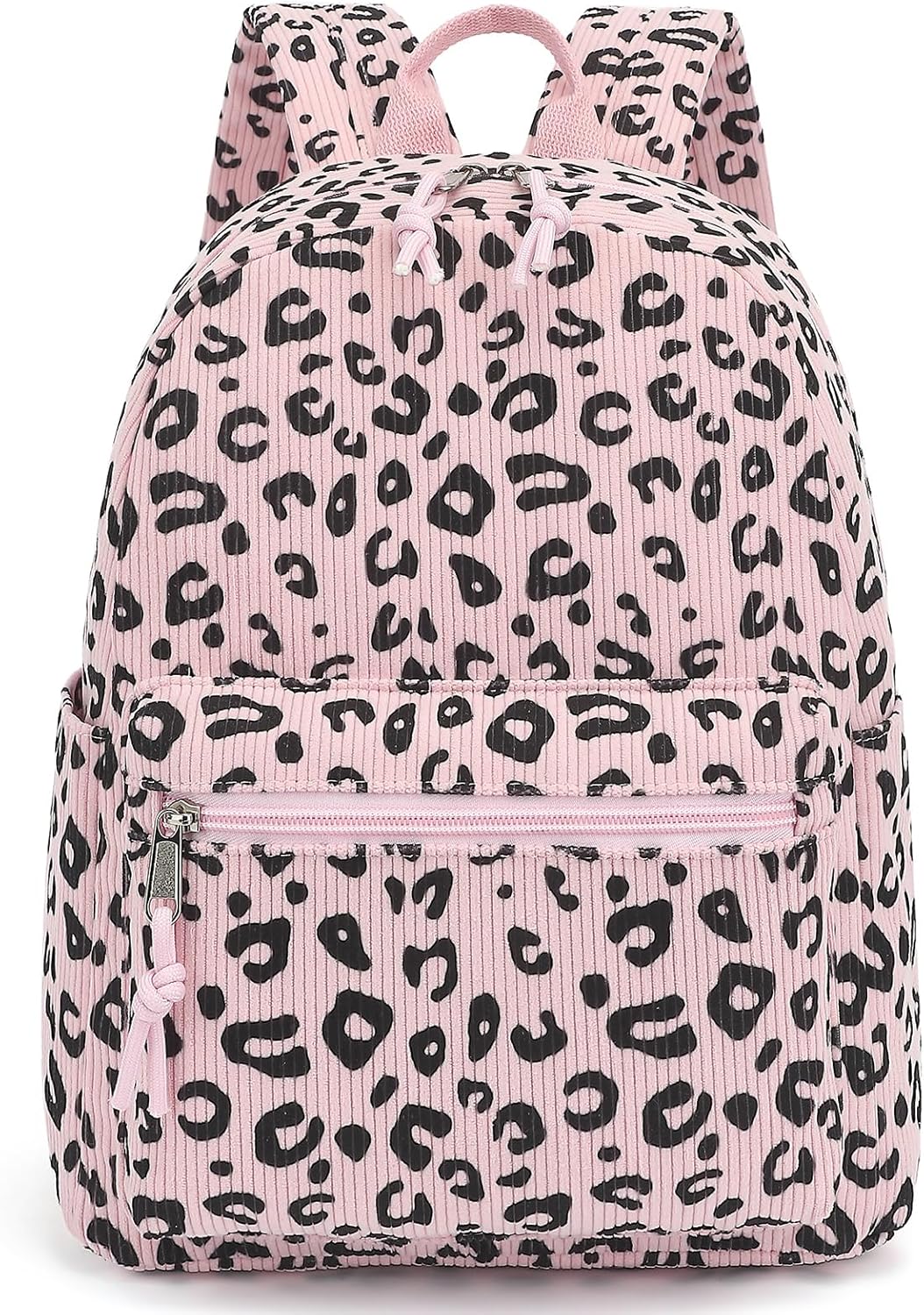 Corduroy Womens Mini Backpack Girls Small Backpack Purse Fashion Casual Daypack School Bookbag (Leopard Pink)