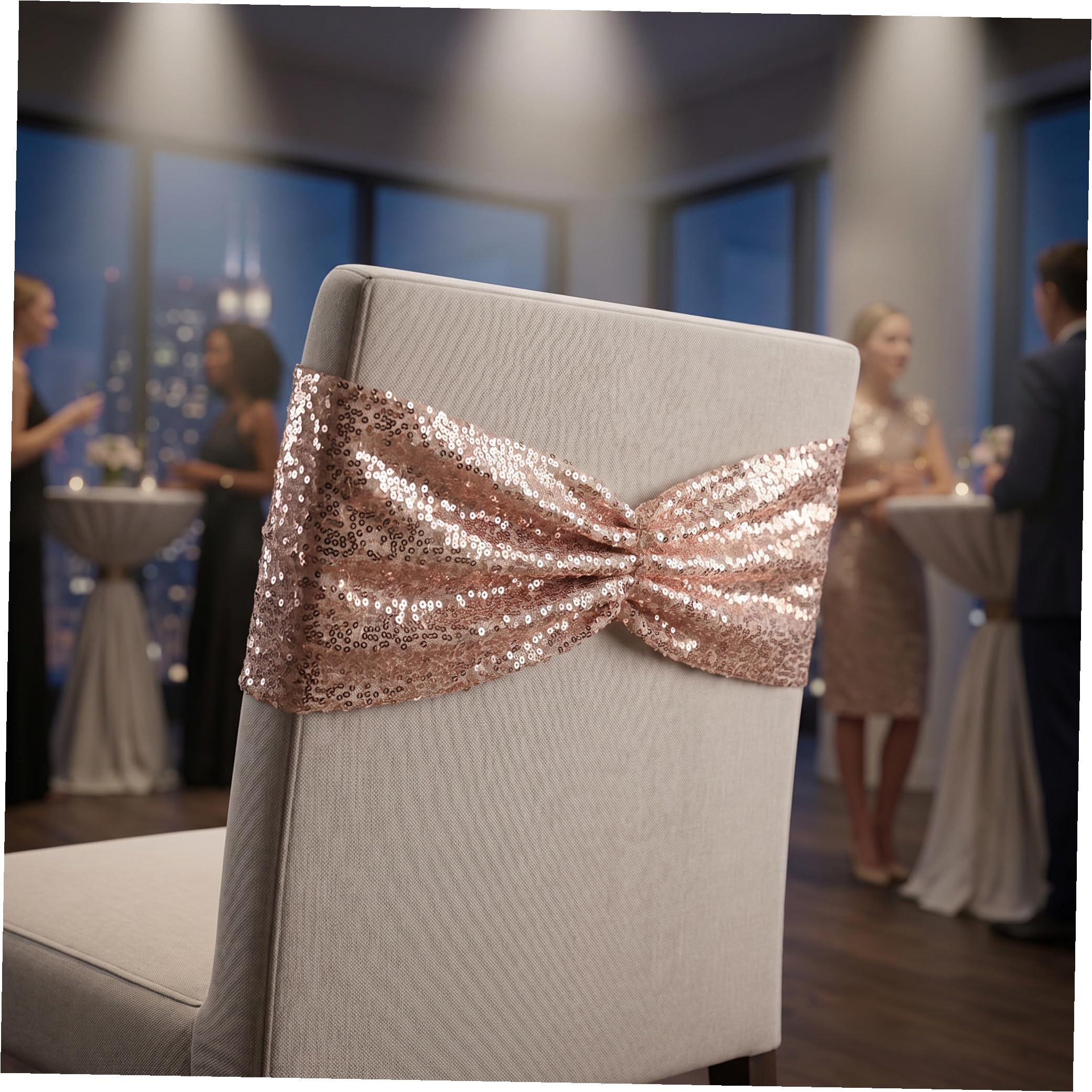 UPKOCH 10 Stück Dekorative Stuhlbänder für Hochzeiten aus Polyester in Gold mit Pailletten Festliche Stuhlschleifen für Hochzeit und Party Elegante Bankettdekoration
