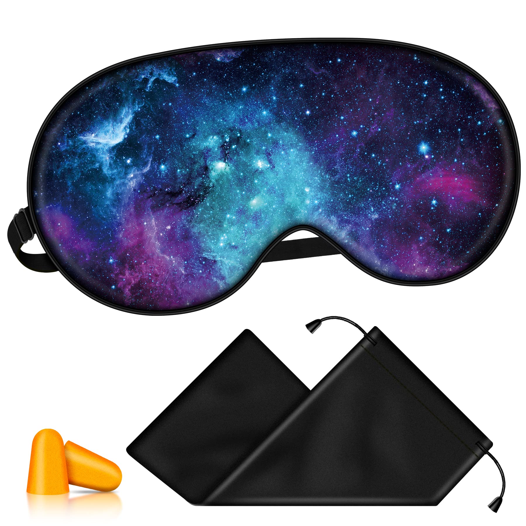 BVYA Silk Sleep Mask for Women Men Eyes Mask Natural Cool Silk Blindfold Soft Adjustable Strap Eye Cover