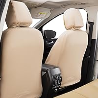 Vista 3 de Flying Banner - Fundas para asiento de coche a prueba de agua, de piel sintética, de fibra de carbono, delanteras, golden beige