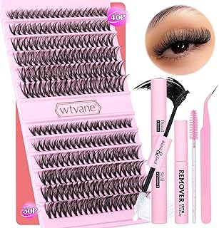 Lash Extension Kit 240PCS Individual Lashes 40D 50D 9-16MM Eyelash Extension Kit with Bond and Seal and Lash Remover and Applicators Lash Clusters Kit DIY at Home by wtvane (Kit-40D+50D-0.07D-9-16MIX)