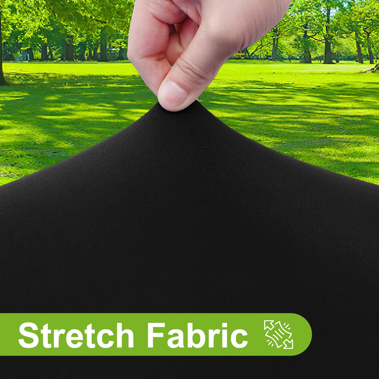 Condition photo showing Good Condition for Smiry Round Spandex Tablecloth, Elastic Fitted Washable Tablecloths for 36"-44" Tables, Waterpoof Stretch Picnic Table Cover for Dining, Indoor and Outdoor, Black