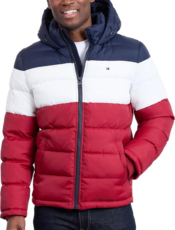 Tommy Hilfiger campera acolchada con capucha y relleno ultra loft resistente al agua para hombre