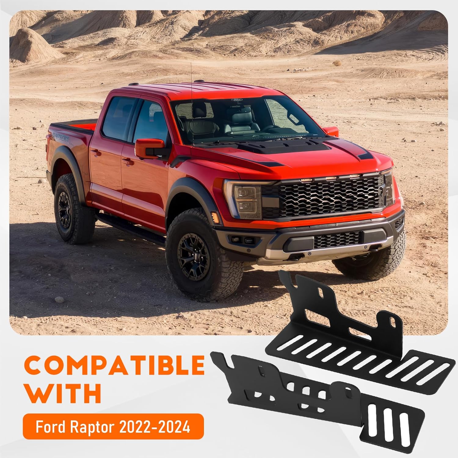 Raptor Fog Light Mounting Brackets Front Hidden Bumper Fog Lights Bracket Compatible with Raptor 2022-2024 Black 2PCS