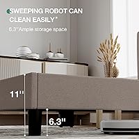 Vista 5 de Novilla King Size Bed Frame with Adjustable Headboard Platform King Bed Frame Linen Fabric Upholstered Headboard, No Box Spring Needed, Noise-Free