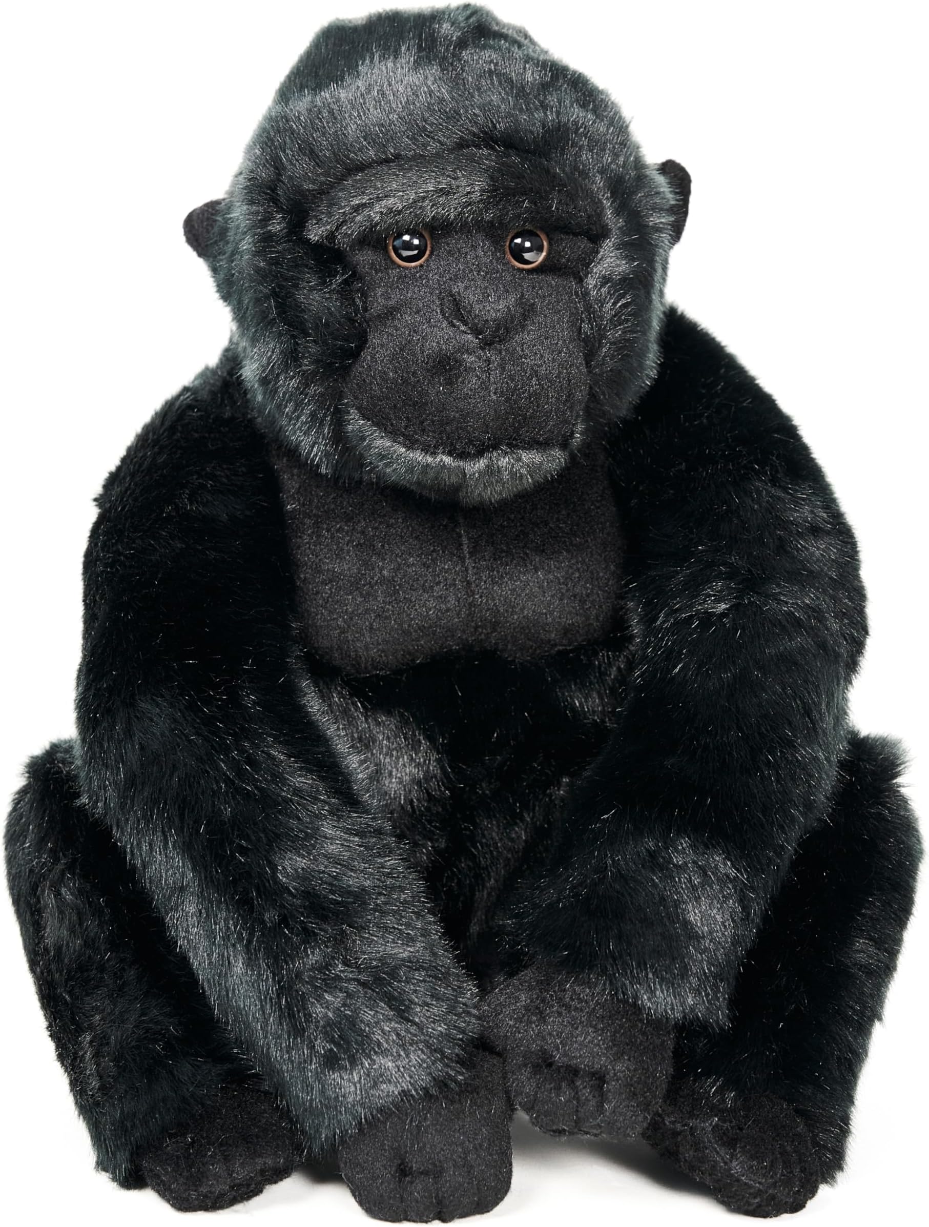 Bearington Kosmo Gorilla Stuffed Animal - 11" Soft and Cuddly Gorilla Plush Toy with Fluffy Fur - Adorable Monkey Stuffed Animal Gift for Kids, Plush Stuffies Collectors, and Jungle Decor - Black