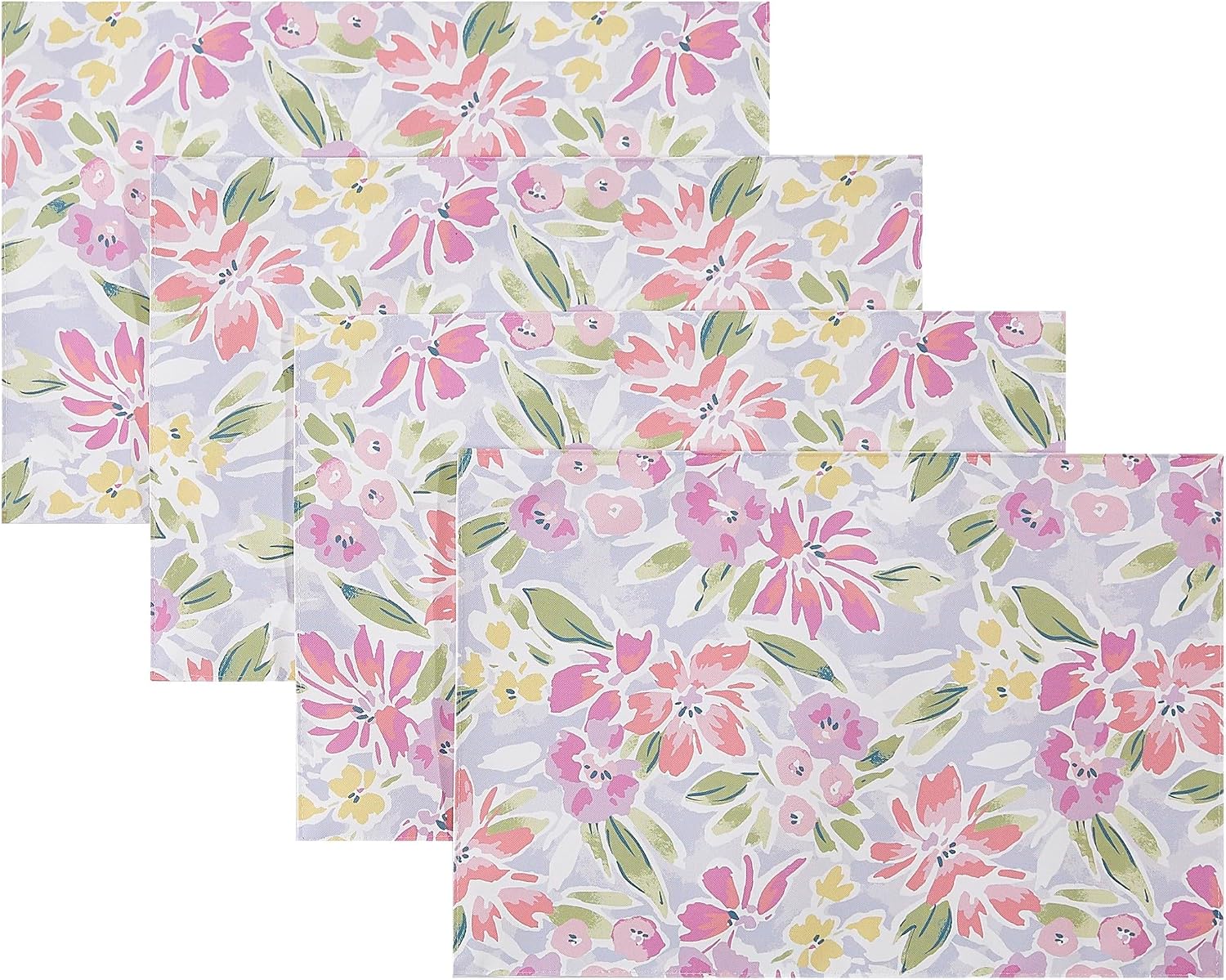 Izod - Placemats, Reusable Polyester Kitchen & Table Linens, Watercolor Floral Pattern w/Textured Background, Perfect for Enhancing Your Dining Experience, 4 Pack (Catalina Collection)