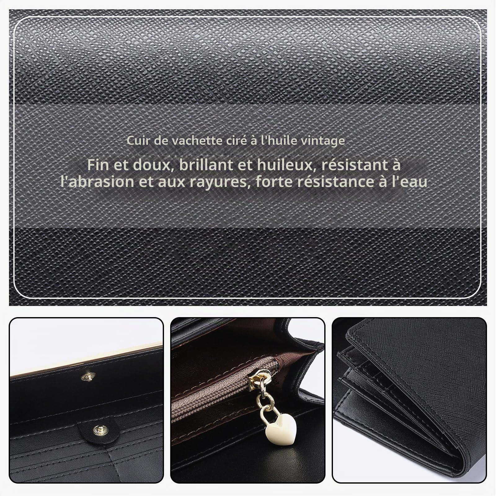 Portefeuille Femme Cuir Porte-Monnaie avec Blocage Anti RFID Grande Porte Monnaie Mode Portefeuille Longue Wallet Rouge