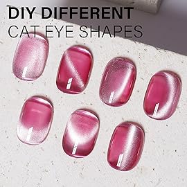 AILLSA Cat Eye Gel Nail Polish Pink Rose Glitter Crystal Polish with Magnet, Nude Burgundy Sparkle Nail Polish Reflective Translucent Jelly Color U V Magnetic Gel Salon DIY at Home 0.5 OZ GF20