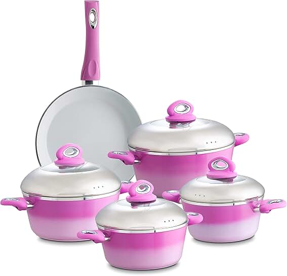 pink pots and pans set