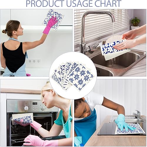 Miniatura 6 de 6 paños suecos de cocina suecos para cocina paños de esponja absorbentes paños de limpieza reutilizables de secado rápido para el hogar cocina paños