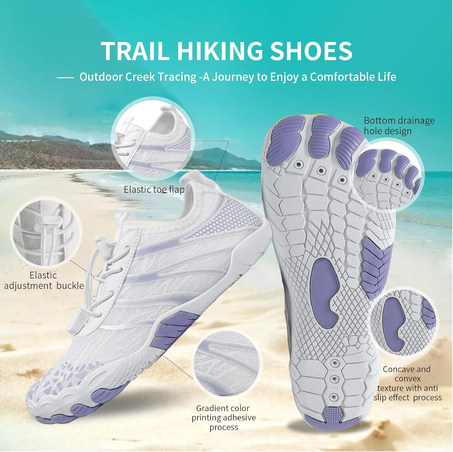 Hike Barefoot Shoes for Women Men, New Barefoot Footwear, Non-Slip Water Shoes,Breathable Non-Slip Footwear Wide Toe - Image 2