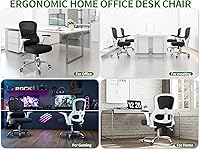 Vista 6 de Silla de oficina ergonómica, sillas de escritorio para computadora cómodas, silla de juegos de respaldo alto de malla con soporte lumbar ajustable