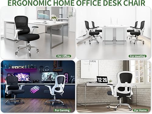 Miniatura 6 de Silla de oficina ergonómica, sillas de escritorio para computadora cómodas, silla de juegos de respaldo alto de malla con soporte lumbar ajustable,