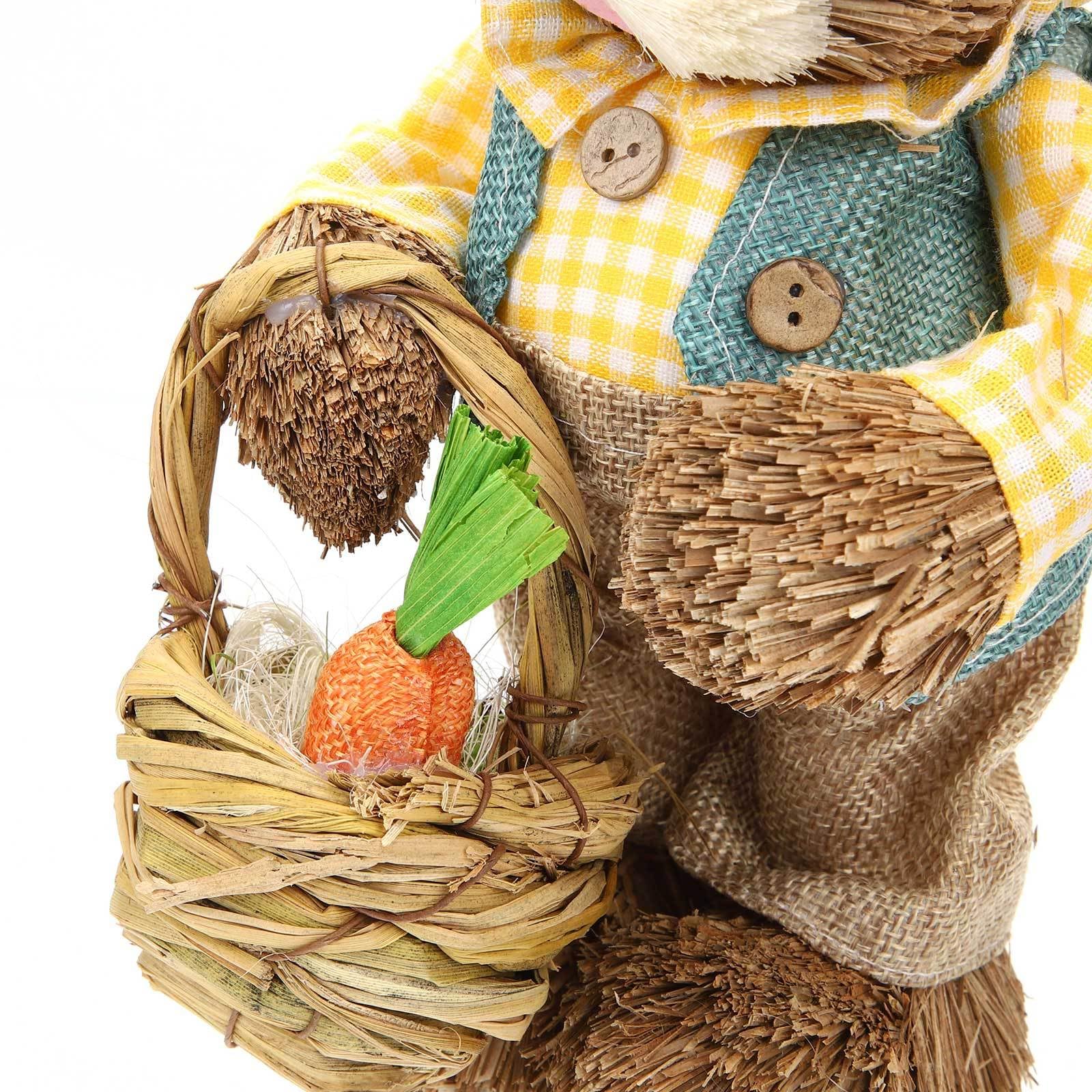 LALAFINA Coniglietti Pasquali in Paglia 2 Pezzi, Decorazioni da Giardino e Casa, Figurine di Coniglio Adorabili di Cotone, Perfette per Decorazioni di Pasqua