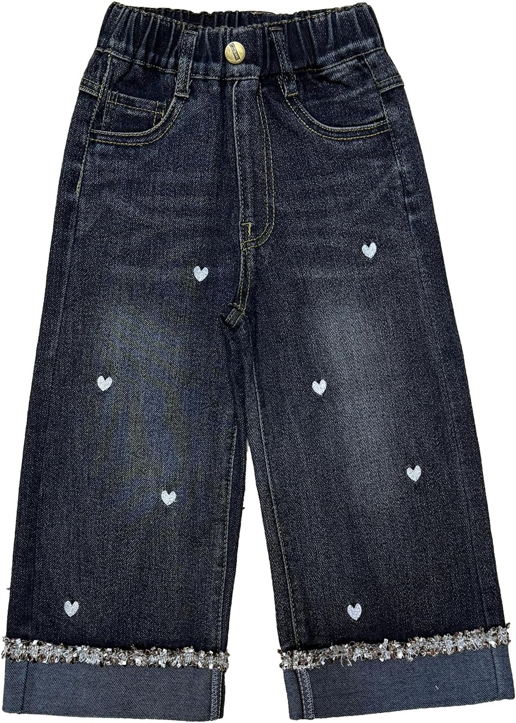 Peacolate 2-7T Spring Fall Little Girls 2pcs Clothing Set Heart Knit Sweater and Straight Jeans - Image 4