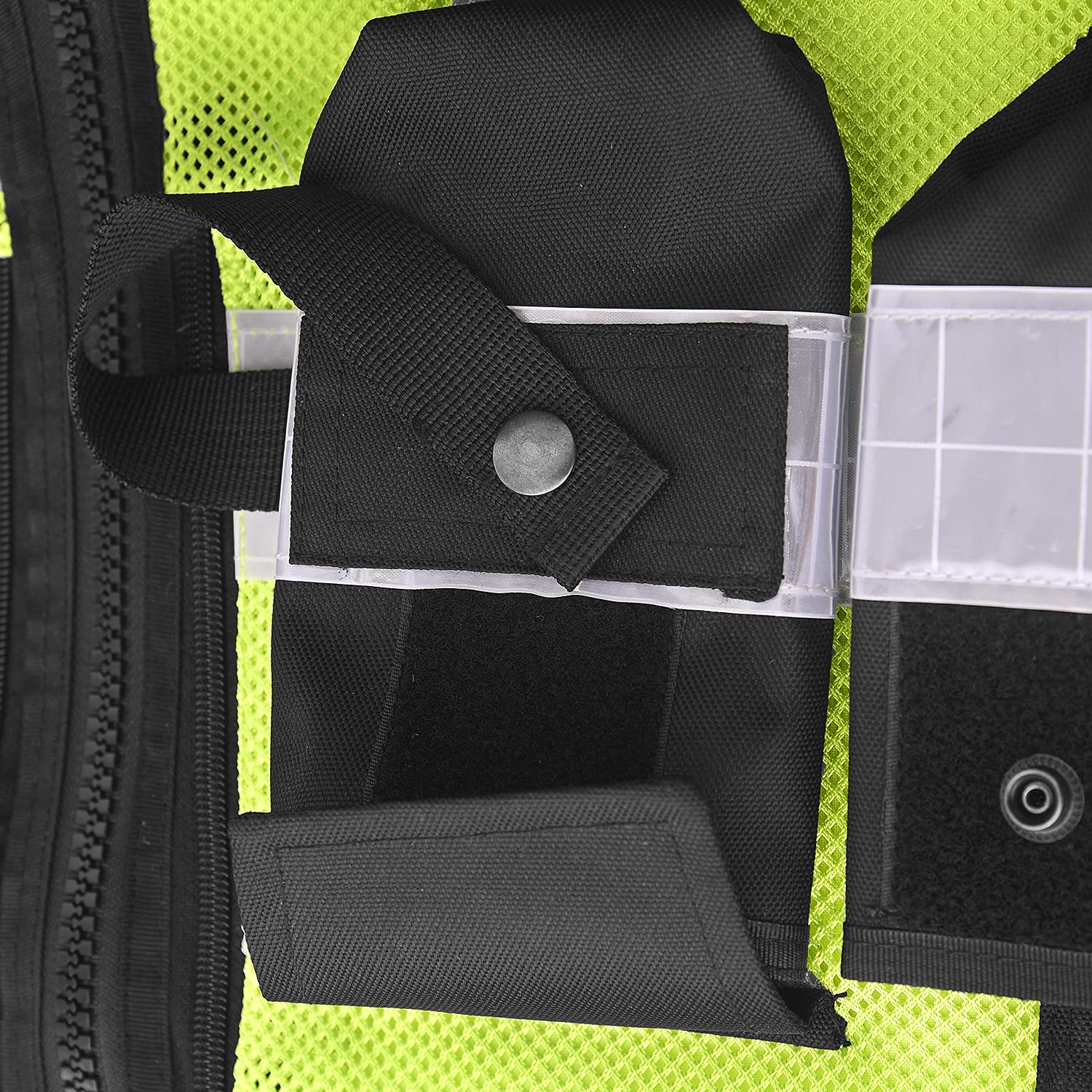 Sicherheitsweste 201 Gelb Schwarz Reflektierend + WERKSCHUTZ | Multifunktionsweste, Reflektierend, 2 Patch WERKSCHUTZ, Kennzeichnungsweste
