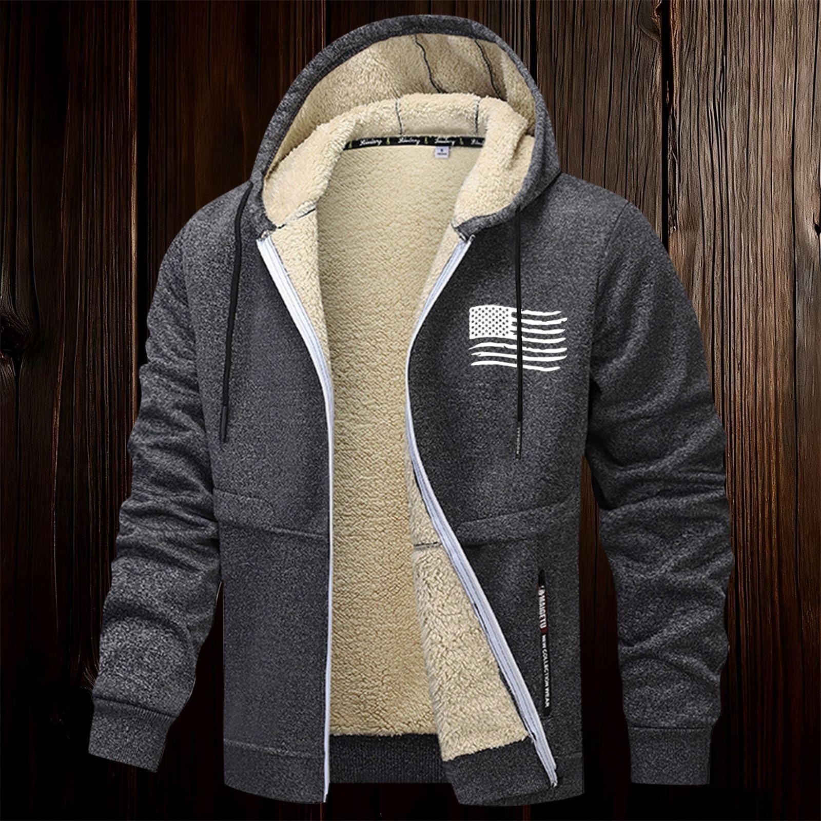 Chaqueta Polar Hombre Trabajo - Chaqueta con Capucha de Forro Polar Grueso, Abrigo de Invierno cálido, Forro, Cremallera, Ropa Informal para Exteriores