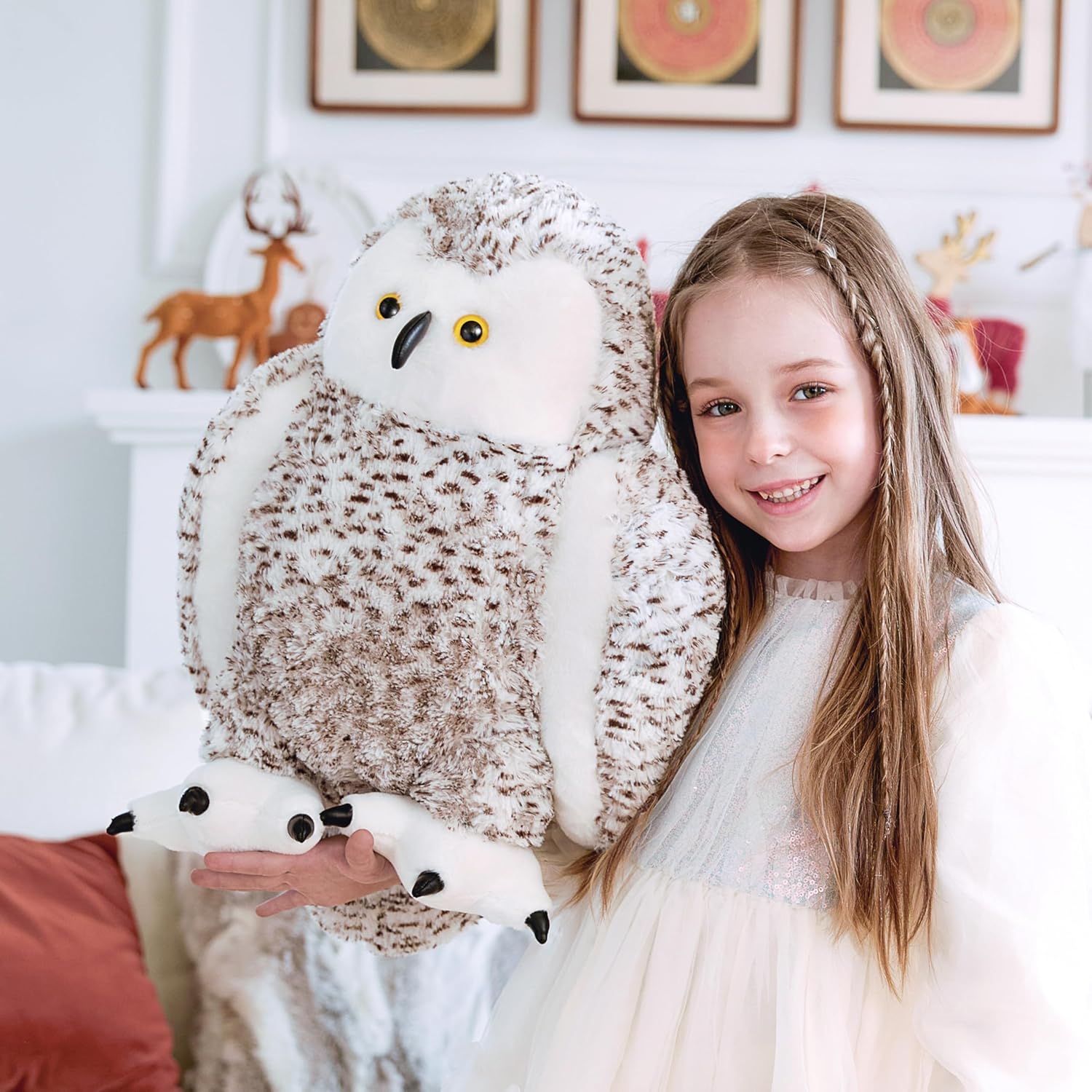IKASA Lifelike Giant Snowy Owl Stuffed Animal Plush Toy,17 inches Large Big Size Cute Soft Toys,Huge Jumbo Plushy Plushie,Gifts for Kids Boys