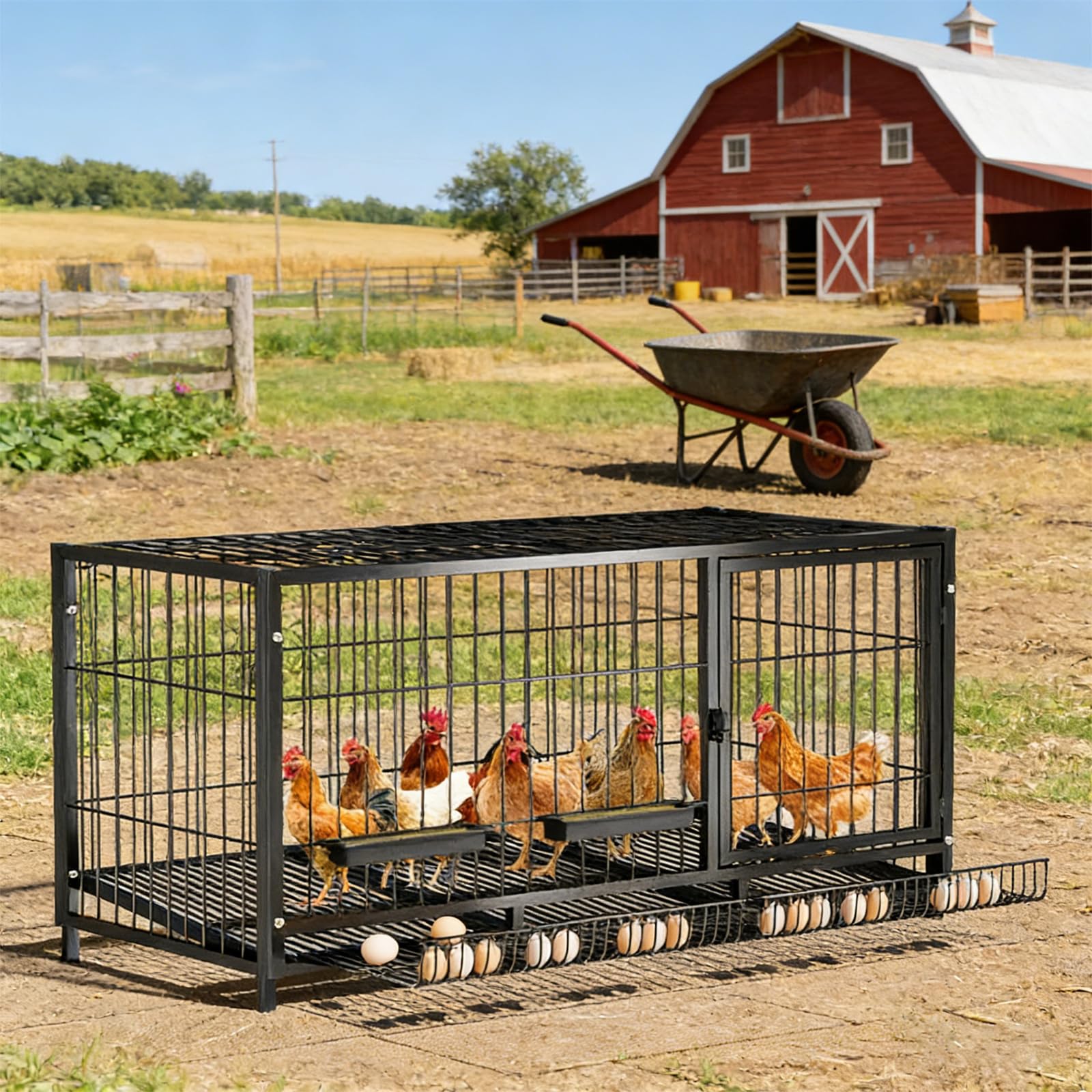 Gallinero Exterior De Metal para Jardín, con Puerta con Cerradura Y Bandeja para Huevos, con Capacidad para 6 A 8 Gallinas; Fácil Montaje. Jaula Exterior para Aves De Corral, Patos White 120x50x60cm