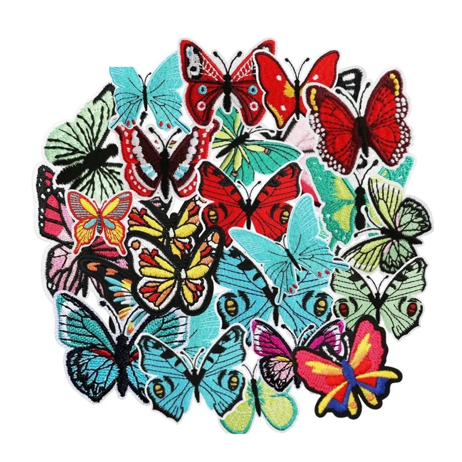 Parches de mariposa Parches de mariposas mezclados al azar | Plancha de bordado for ropa de sombrero(Random Mixed 30PCS)