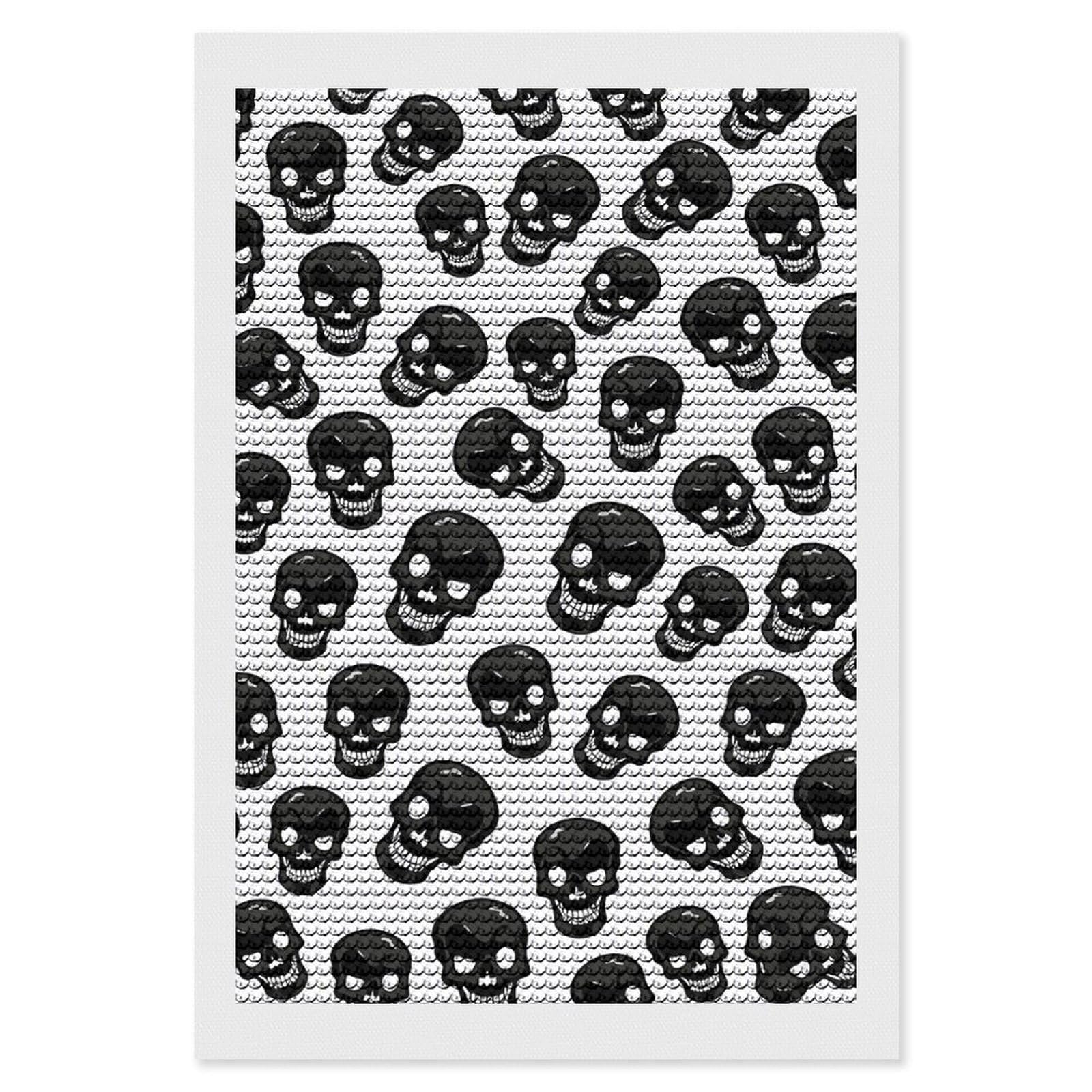FodPand Skull 5D Diamond Painting Kits for Adults Beginners Full Drill Round Diamond Dots Pictures Gem Art Supplies for Home Wall Room Decoration DIY Craft Set Gift 8x12