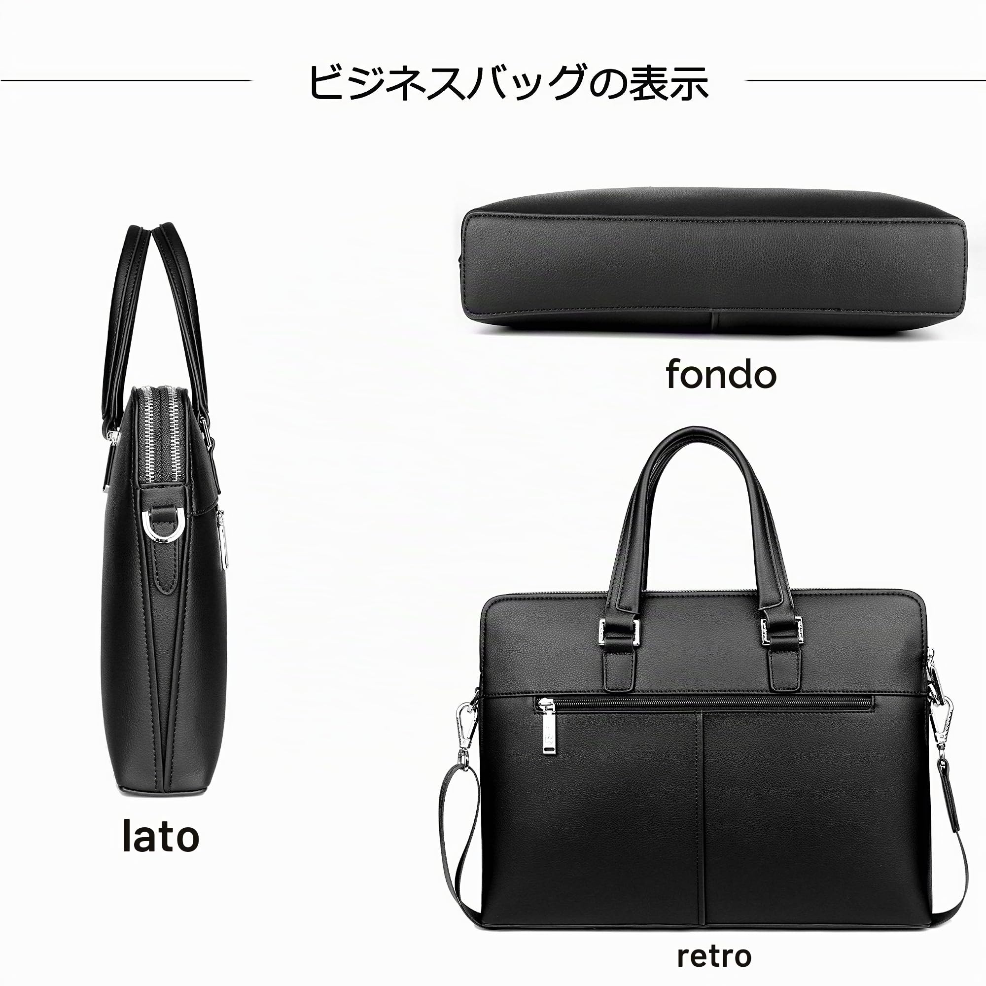 FSD.WG ]Borsa business in pelle ventiquattrore spalla laptop business borsa per uomo, Nero , L