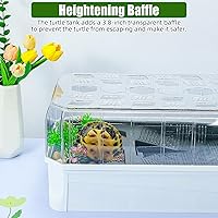 Vista 4 de Tanque de tortuga de acuario de tortuga de 18.2 x 9.1 x 7.8 pulgadas con filtro de lluvia y experiencia de spa, cambios de agua y amplio espacio