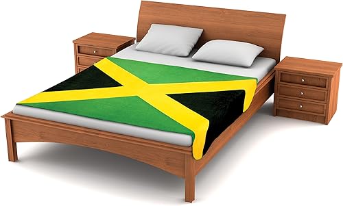 TM - Manta de forro polar con bandera de Jamaica, 80 x 50 pulgadas, funda de viaje de gran tamaño con la bandera de Jamaica