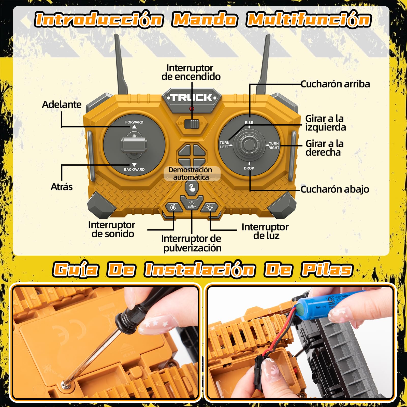 Bulldozer Teledirigido, 11 Canales Juguete de Bulldozer Teledirigido, 2.4 GHz Bulldozers RC con Luces y Efectos de Sonido, 1:20 Juguete Bulldozers de Regalo para Niños y Niñas de 4 a 12 Años