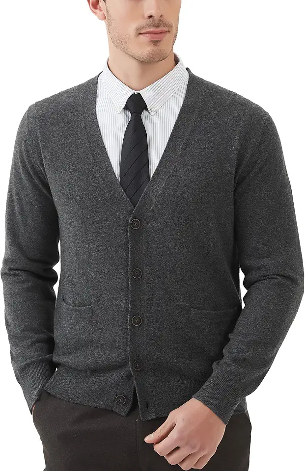 Check out this Kallspin Men's Cardigan Sweaters Wool Blend V Neck Button Down Sweaters with Pockets from Amazon!