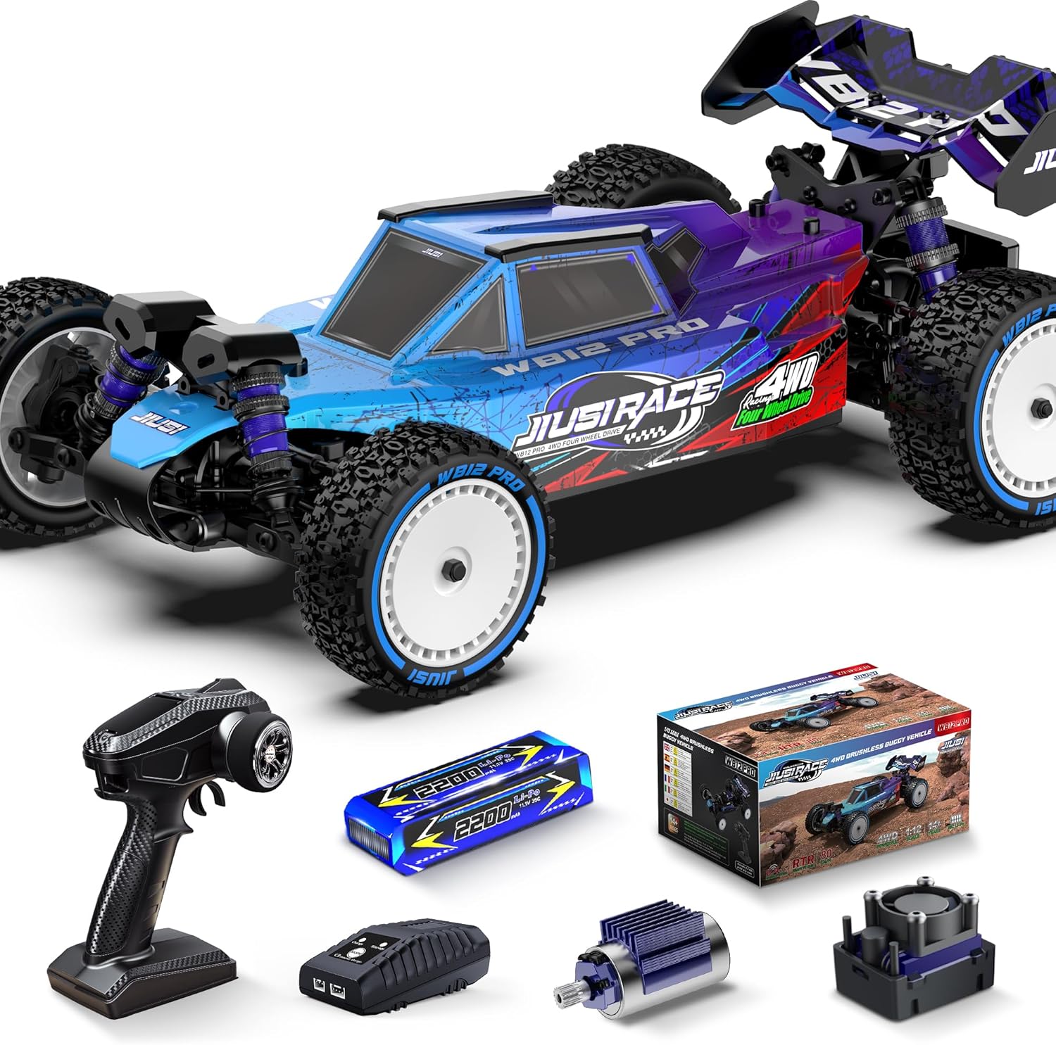 1:12 Brushless RC Cars,Fast 50 mph Hobby Electric Off-Road Buggy,4WD Racing RC Truck with 3S Batteries,25W Fast Charging,RTR 4X4 Remote Control Cars