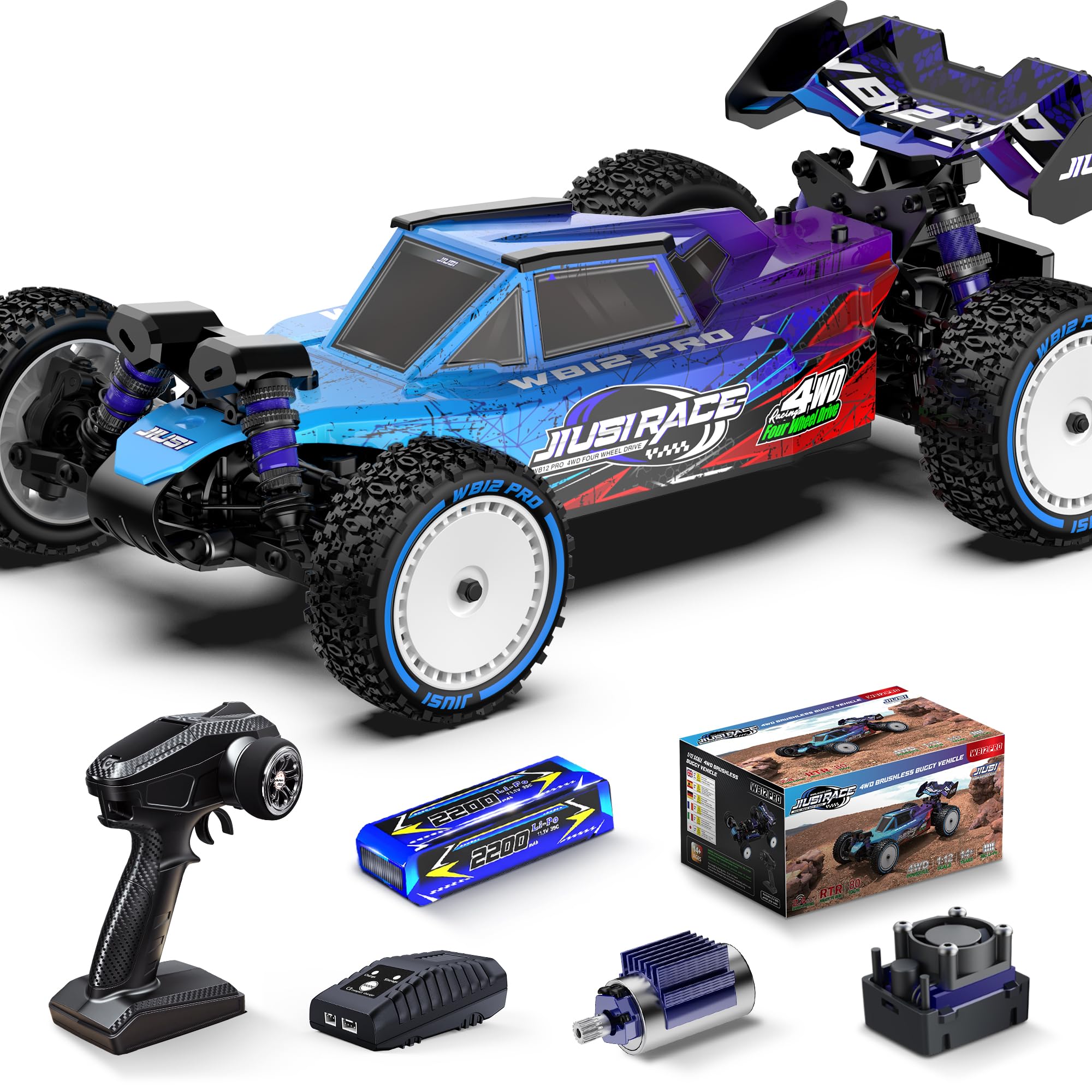 1 12 Brushless RC Cars Fast 50 mph Hobby Electric Off-Road Buggy 4WD Racing RC Truck with 3S