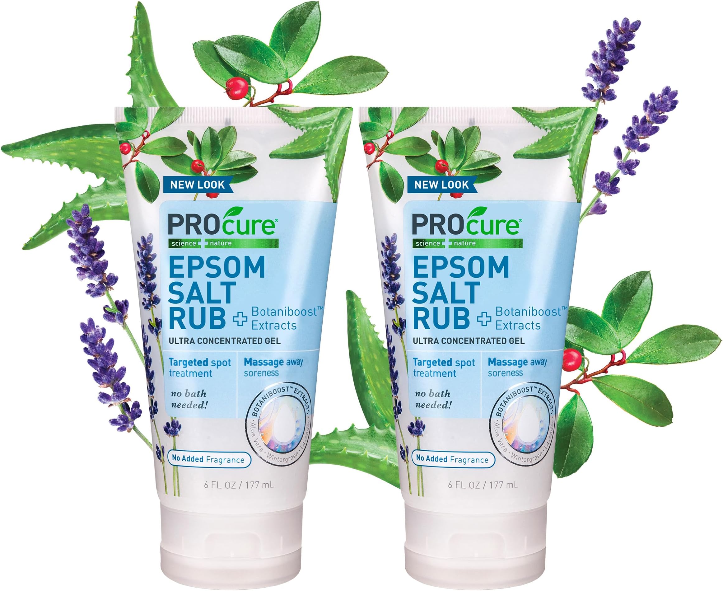 PROcure Epsom Salt Rub Gel – Concentrated Muscle Relief with Organic Aloe Vera & Essential Oils for Aches, Soreness & Tension – 2 Pack